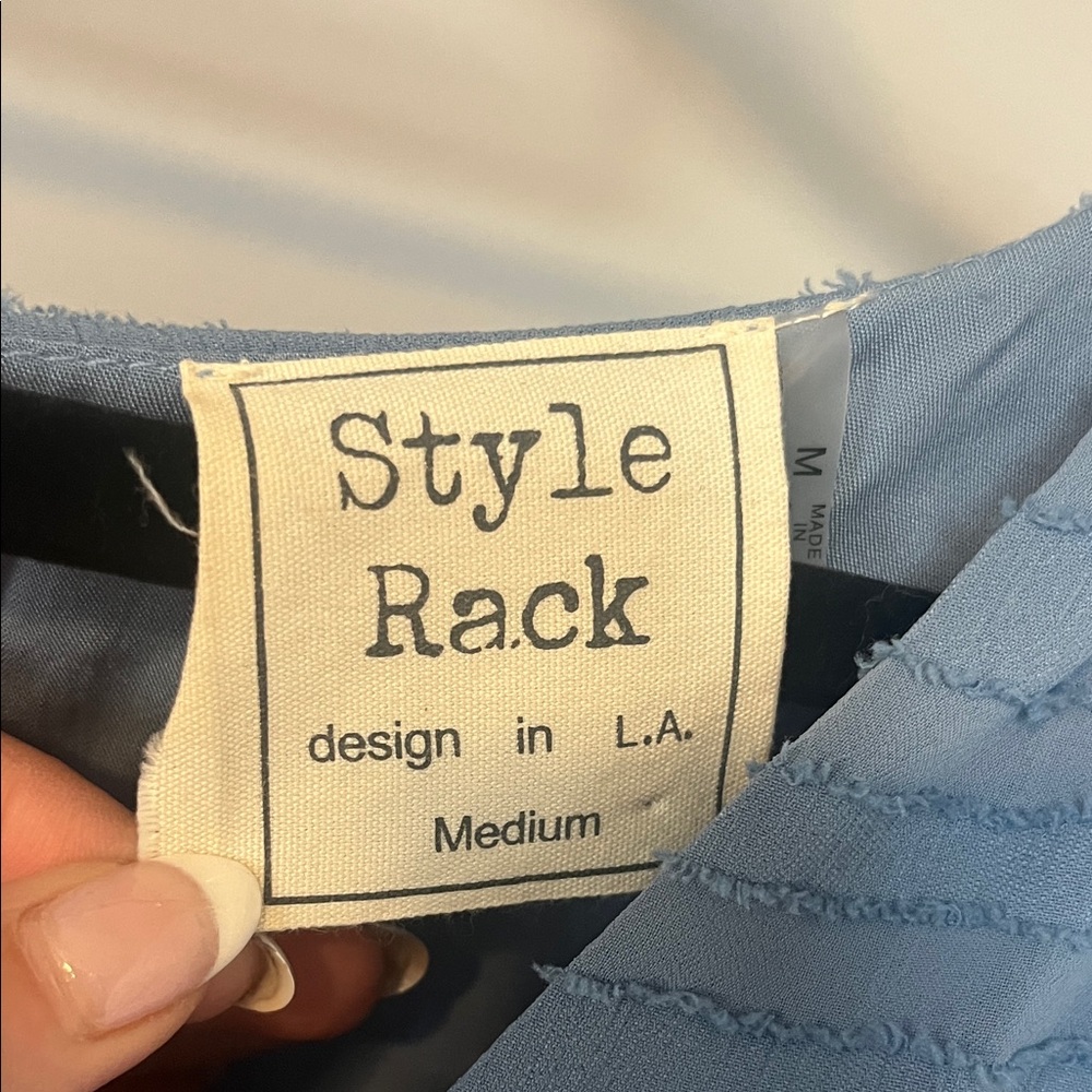 Style Rack Blue Long Sleeve Ruched Dress - Picture 2 of 6